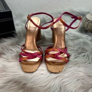 Ted Baker Pink Strappy Block Heel Sandals Size 38.5